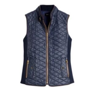 Fate Rowan Stitch Fix Faux Leather Women's Blue & Gold Quilted Zipper Vest Small